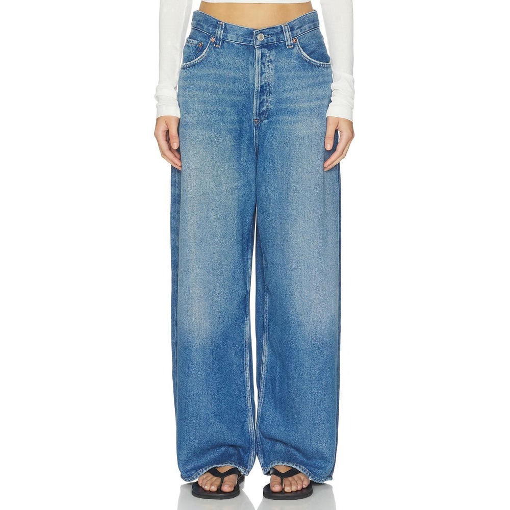 AGOLDE Rounded Baggy Size 24 Expression Dark Indigo Jeans Wide Leg Barrel